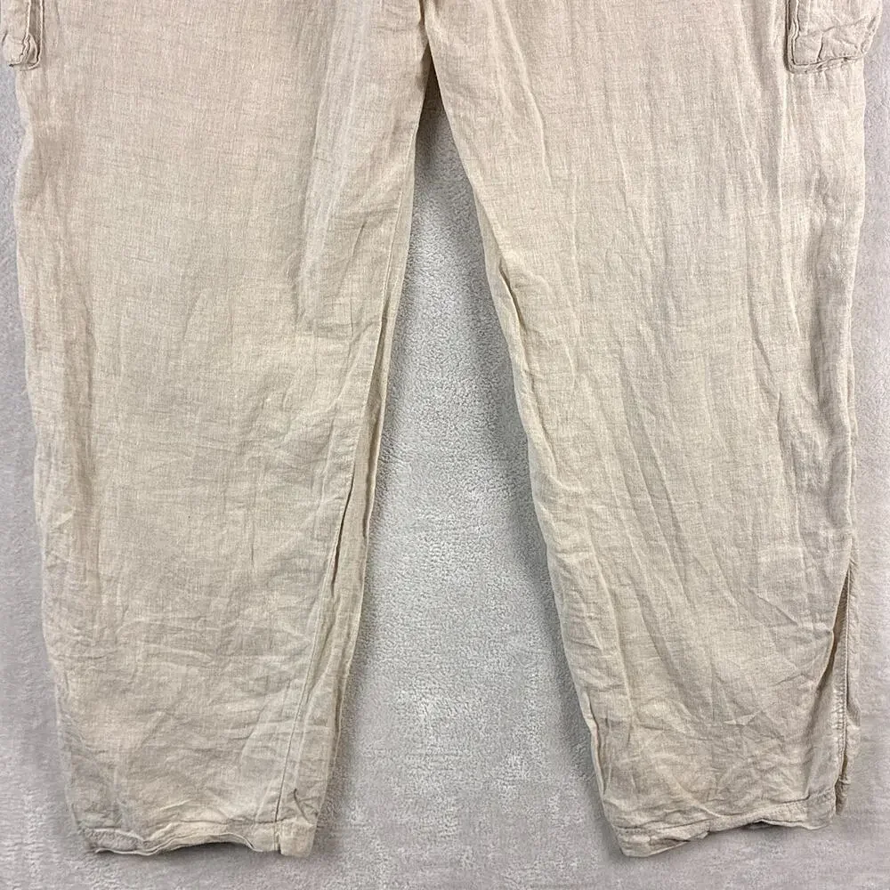 Tommy Bahama Pants Mens XXL Beige Linen Cargo Drawstring Preppy Beach Summer